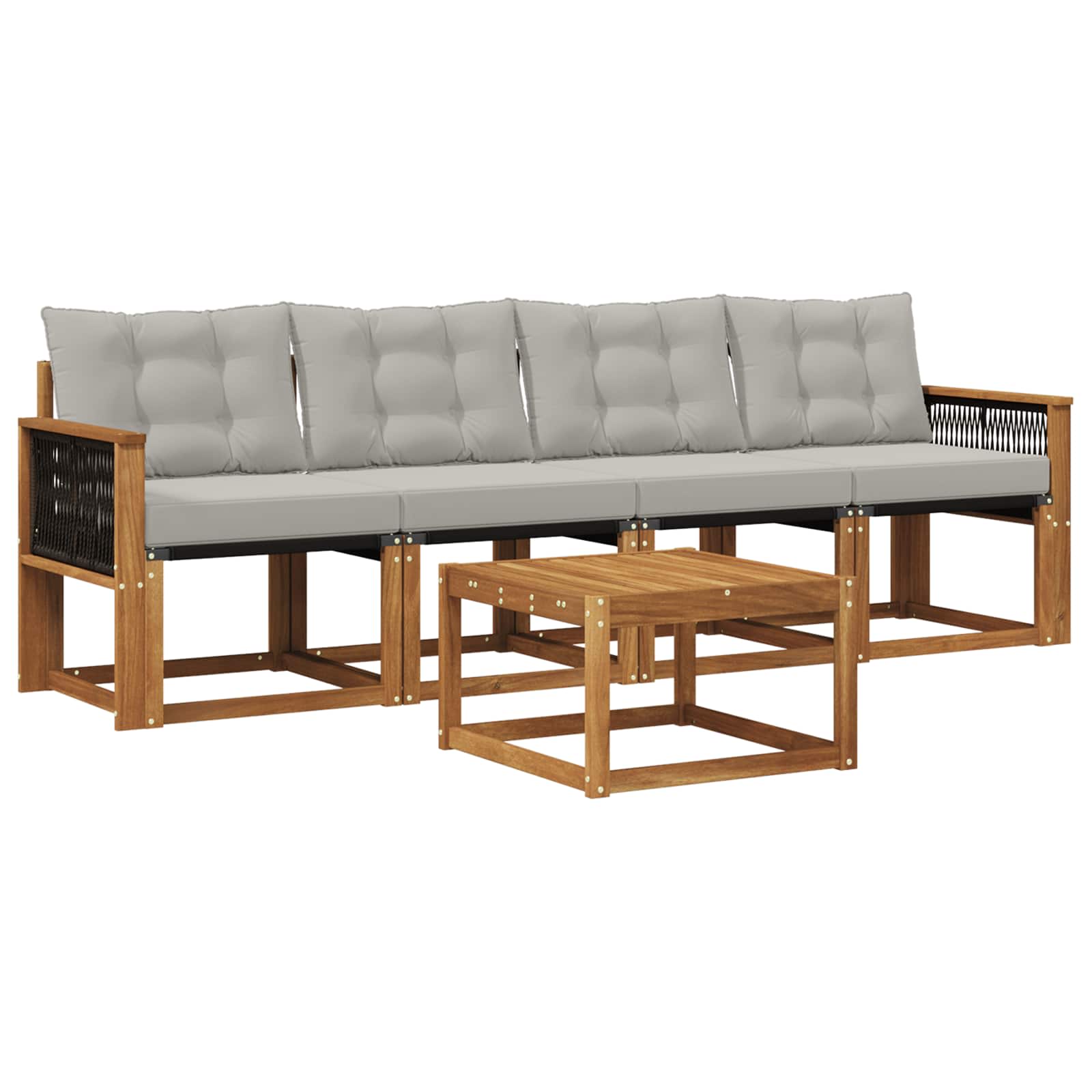 Set vanjskih sofa s jastukom 5 pcs Prirodna i svjetlosiva