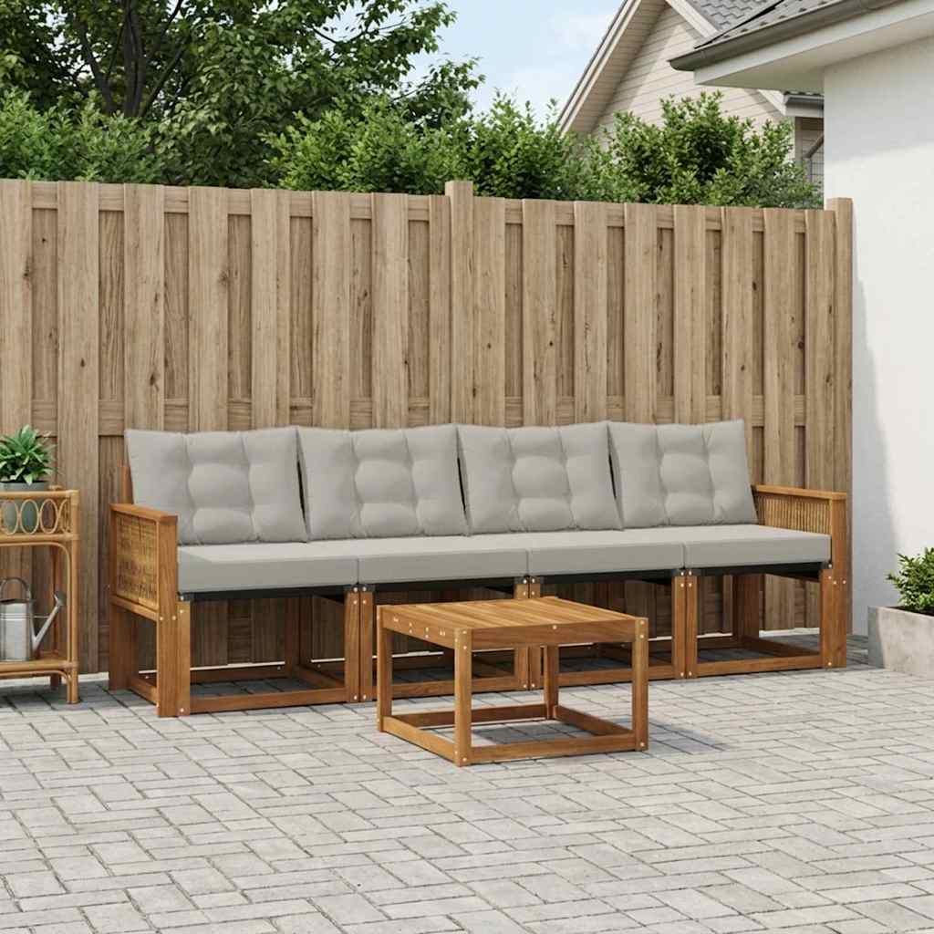 Set vanjskih sofa s jastukom 5 pcs Prirodna i svjetlosiva