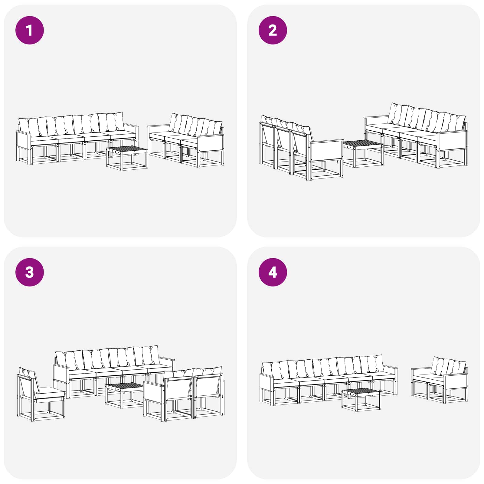 Set vanjskih sofa s jastukom 8 pcs Prirodna i svjetlosiva