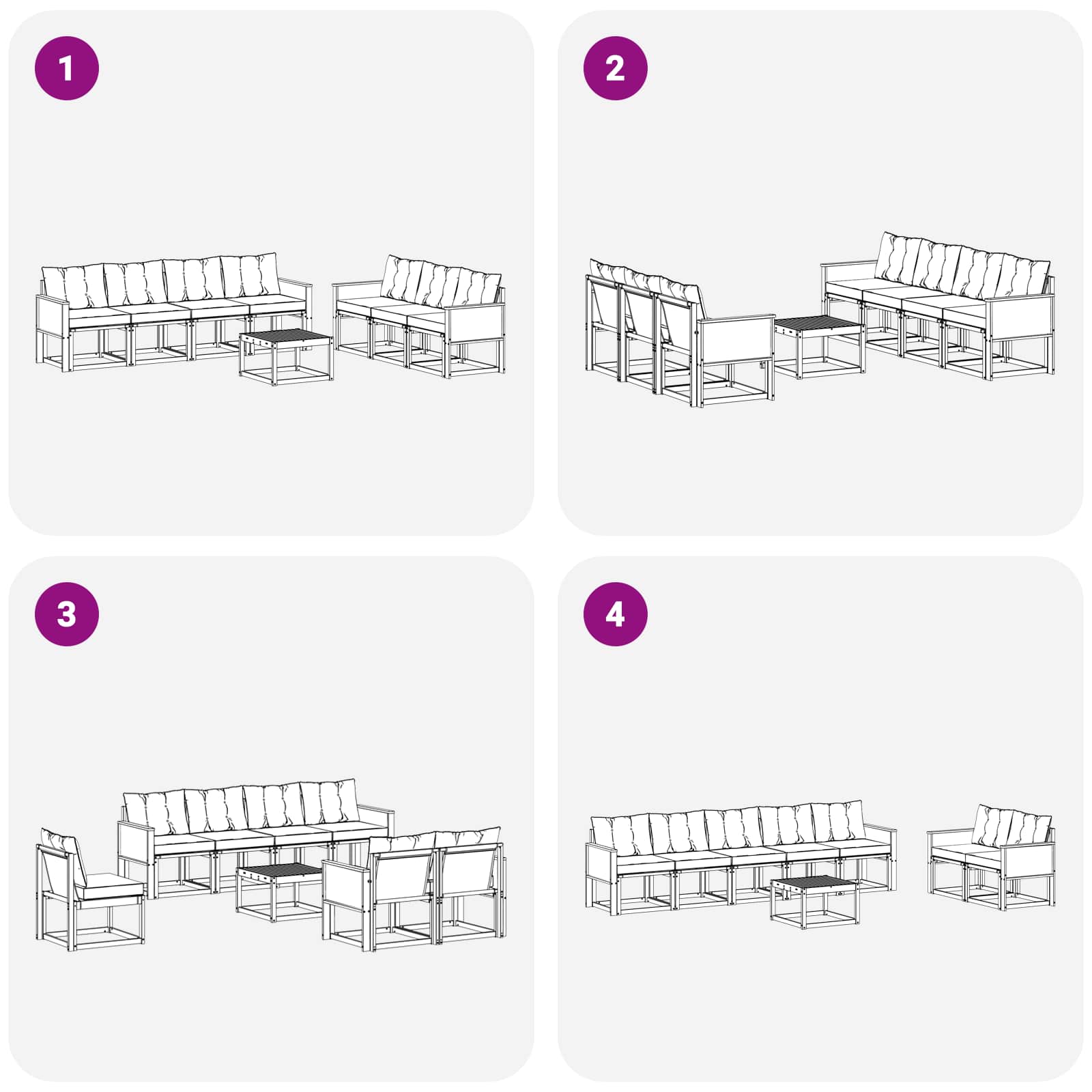 Set vanjskih sofa s jastukom 8 pcs Prirodna i svjetlosiva