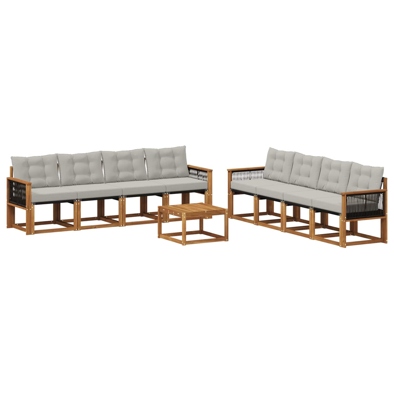 Set vanjskih sofa s jastukom 9 pcs Prirodna i svjetlosiva