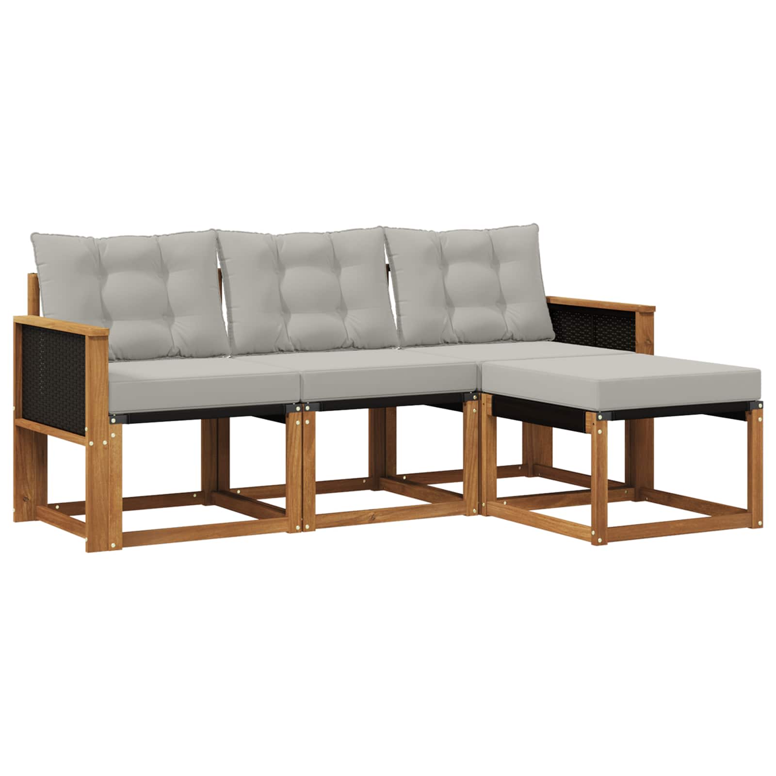 Set vanjskih sofa s jastukom 4 pcs Prirodna i svjetlosiva