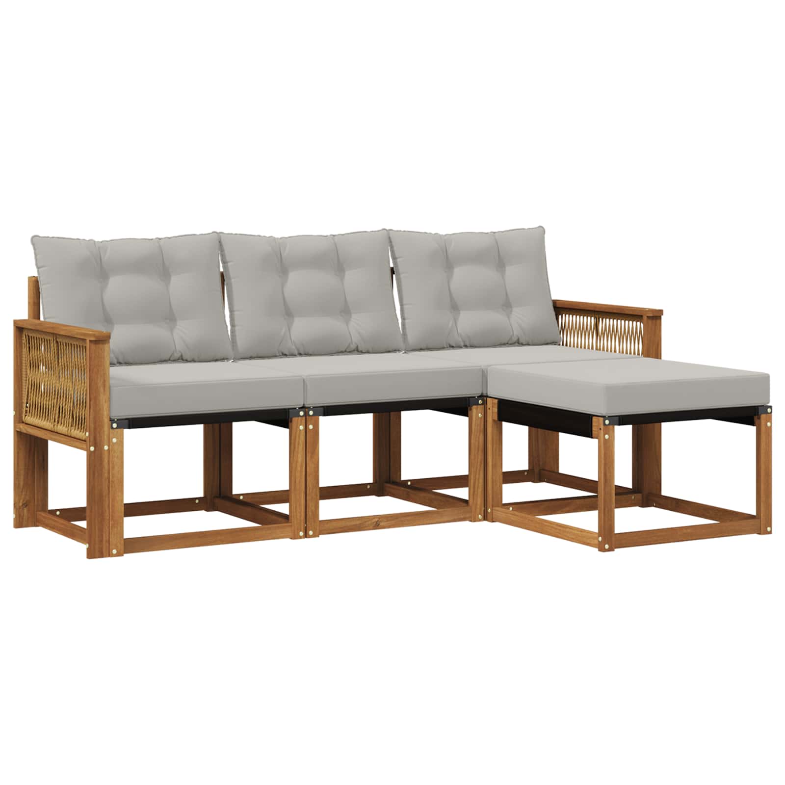 Set vanjskih sofa s jastukom 4 pcs Prirodna i svjetlosiva