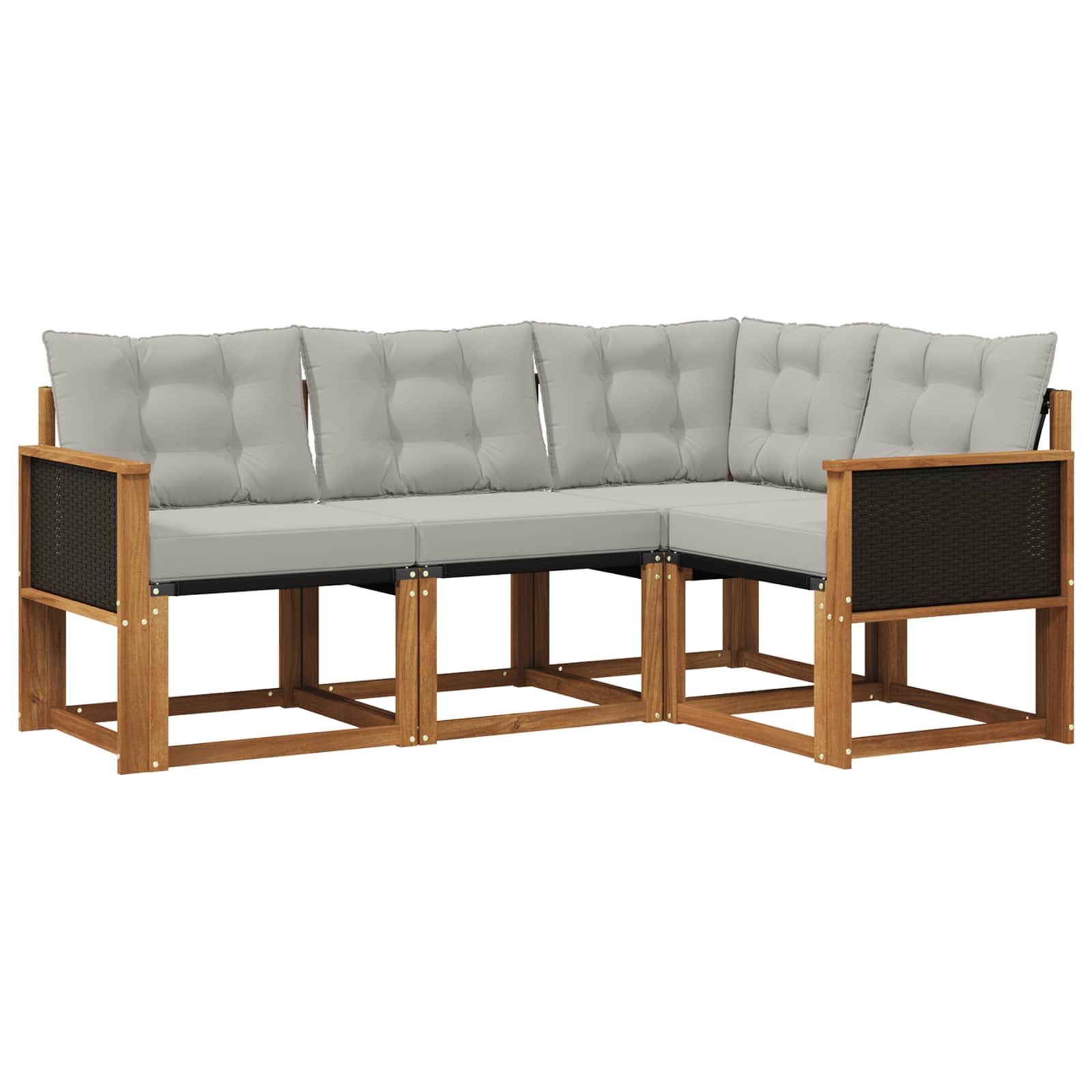 Set vanjskih sofa s jastukom 4 pcs Prirodna i svjetlosiva