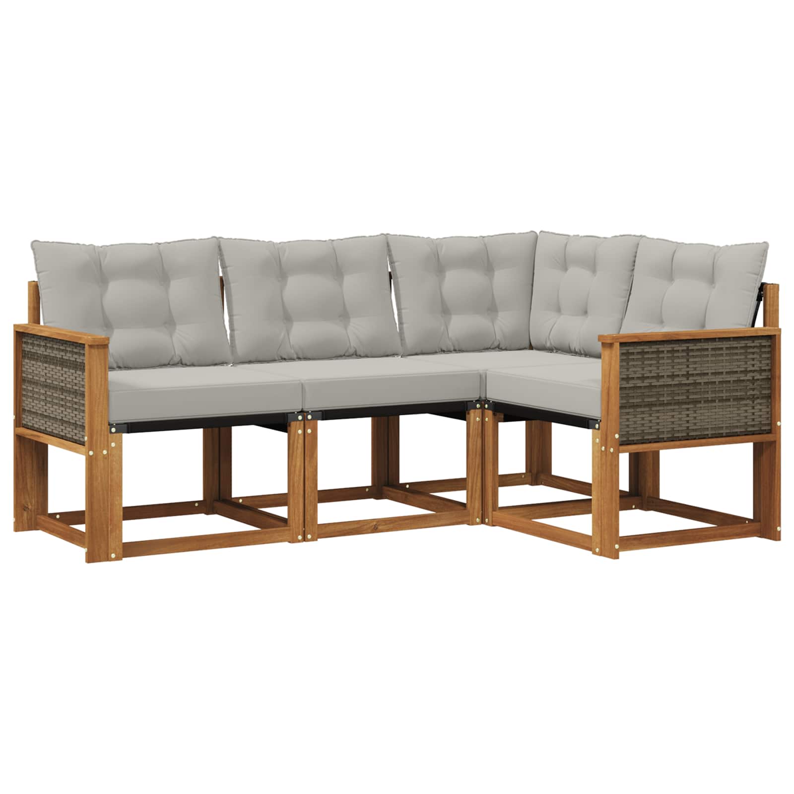 Set vanjskih sofa s jastukom 4 pcs Prirodna i svjetlosiva