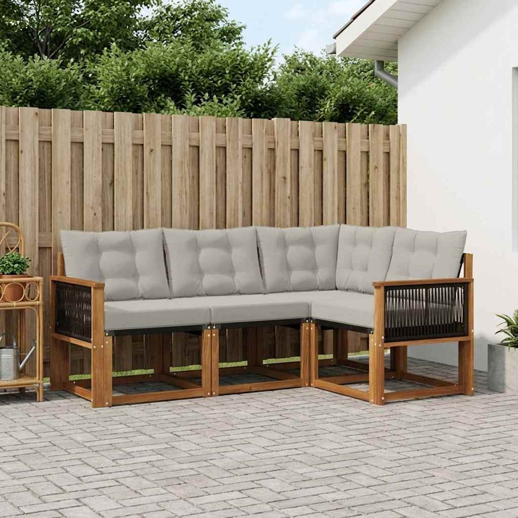 Set vanjskih sofa s jastukom 4 pcs Prirodna i svjetlosiva
