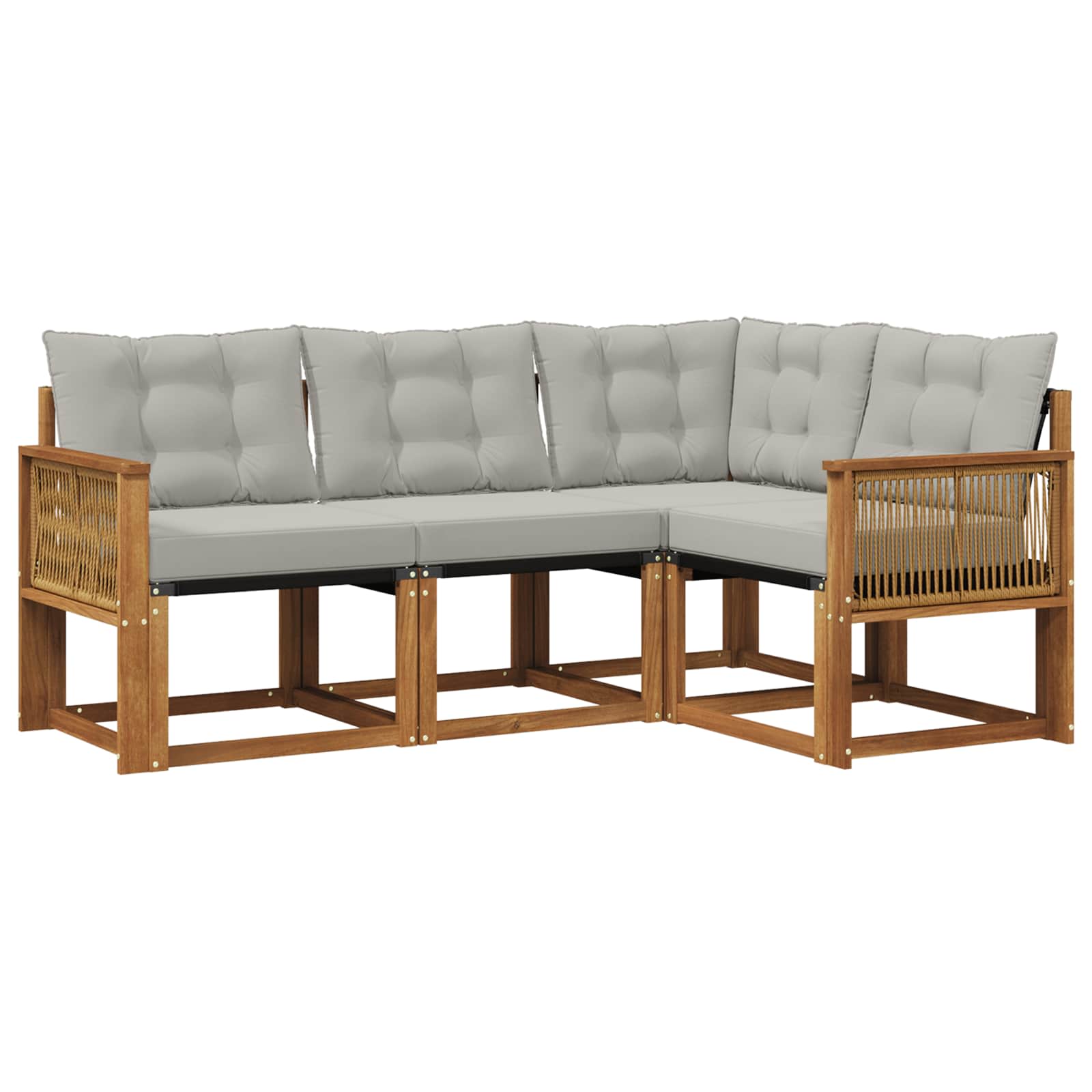 Set vanjskih sofa s jastukom 4 pcs Prirodna i svjetlosiva