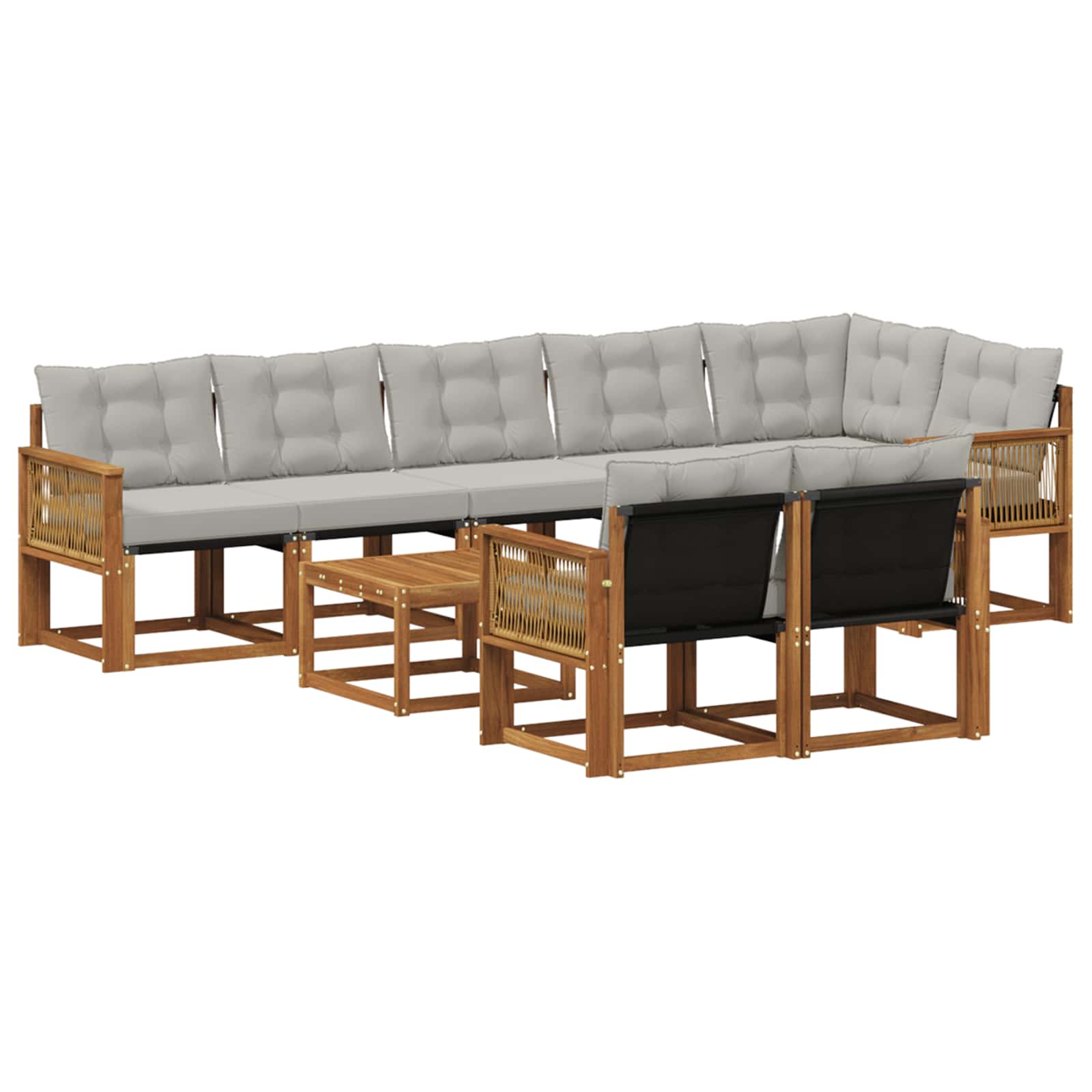 Set vanjskih sofa s jastukom 9 pcs Prirodna i svjetlosiva
