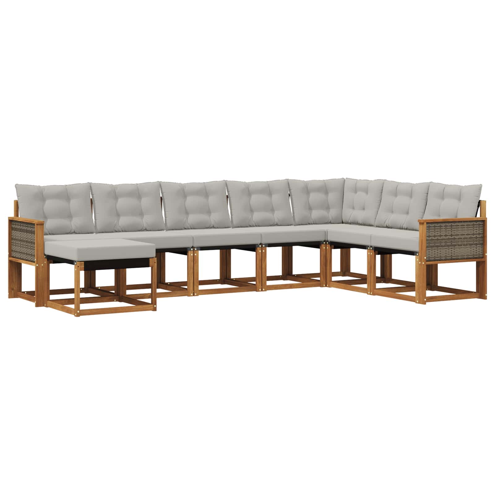 Set vanjskih sofa s jastukom 8 pcs Prirodna i Svjetlosiva