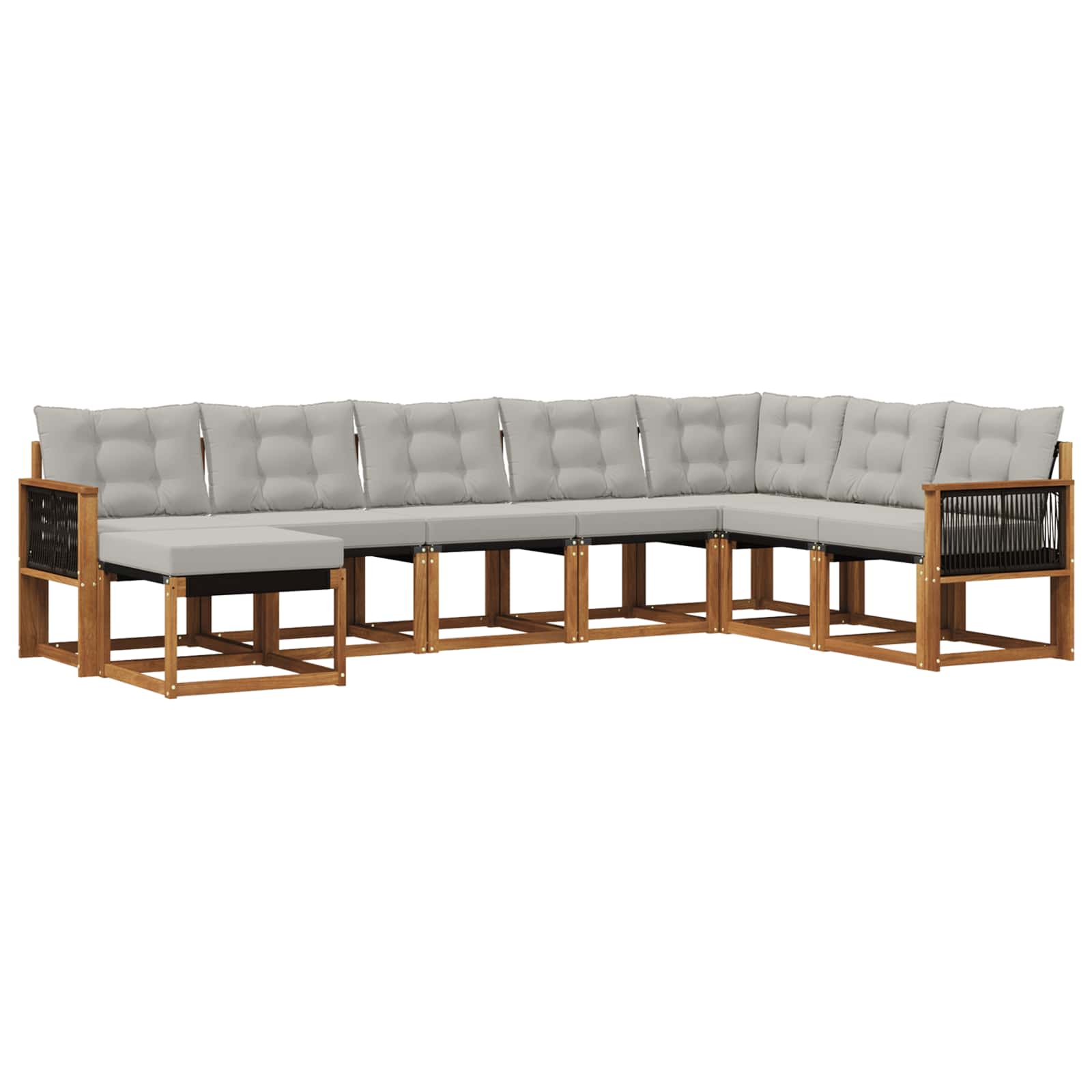 Set vanjskih sofa s jastukom 8 pcs Prirodna i Svjetlosiva