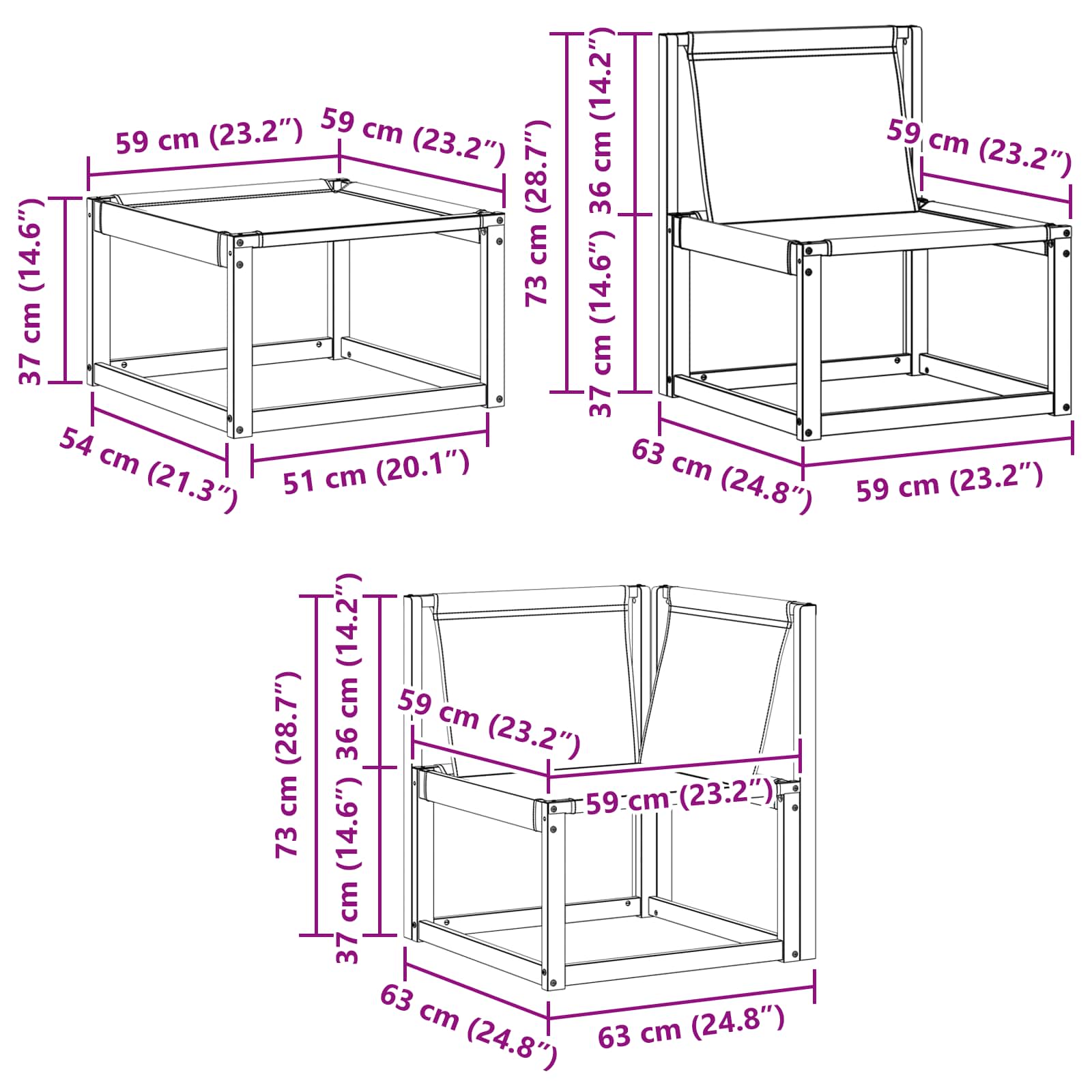 Set vanjskih sofa 8 pcs Prirodna i crna