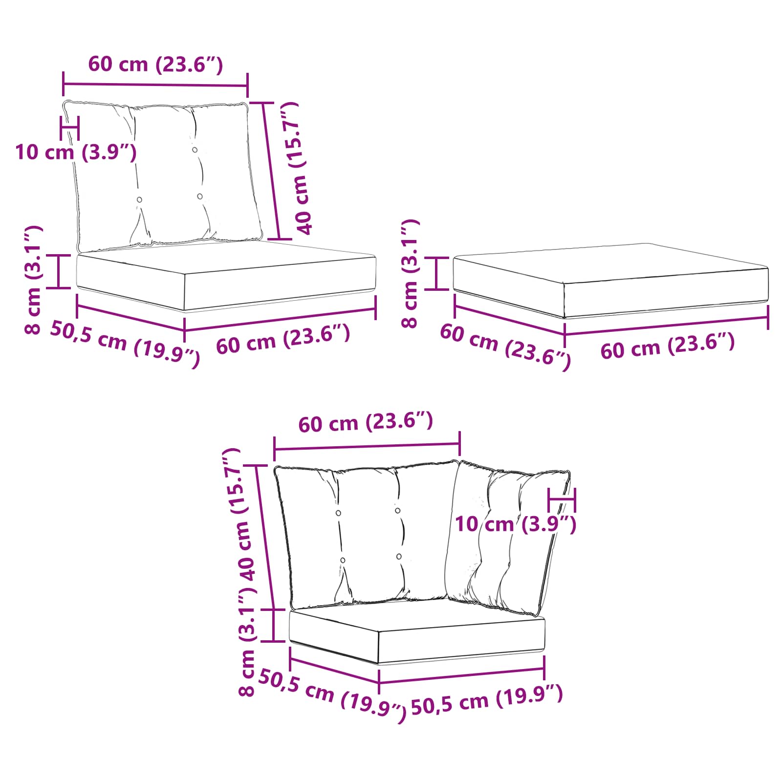 Set vanjskih sofa 8 pcs Prirodna i crna
