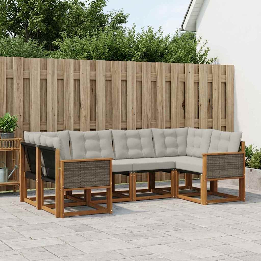 Set vanjskih sofa s jastukom 6 pcs Prirodna i Svjetlosiva