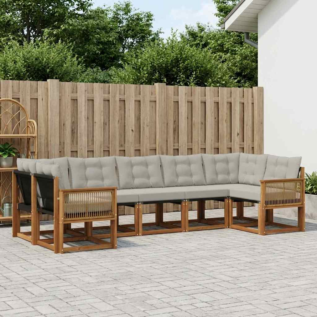 Set vanjskih sofa 7 pcs Prirodna i svjetlosiva