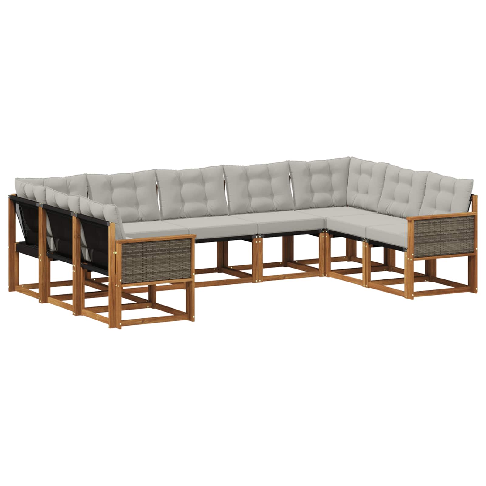 Set vanjskih sofa s jastukom 9 pcs Prirodna i Svjetlosiva