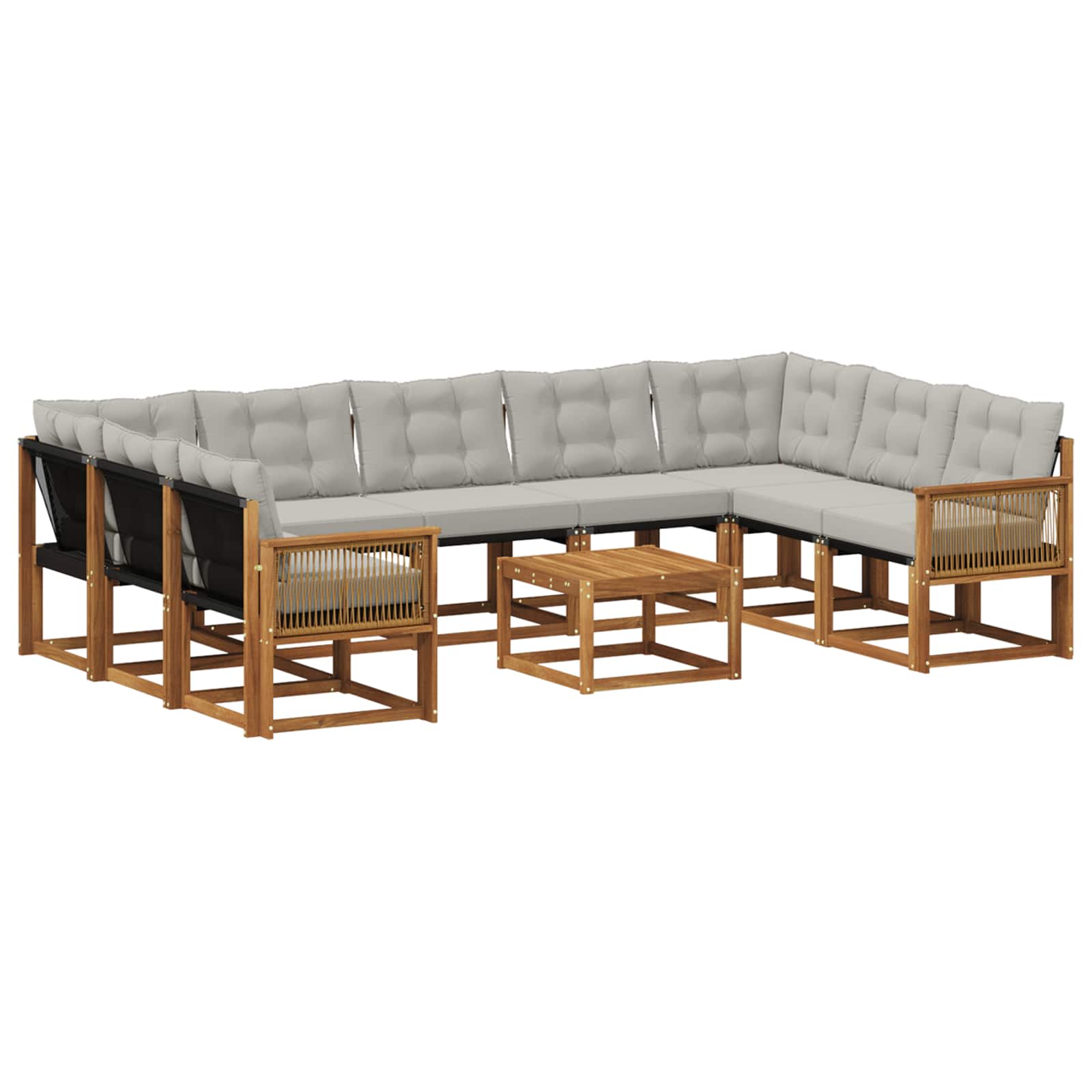 Set vanjskih sofa s jastukom 10 pcs Prirodna i svjetlosiva