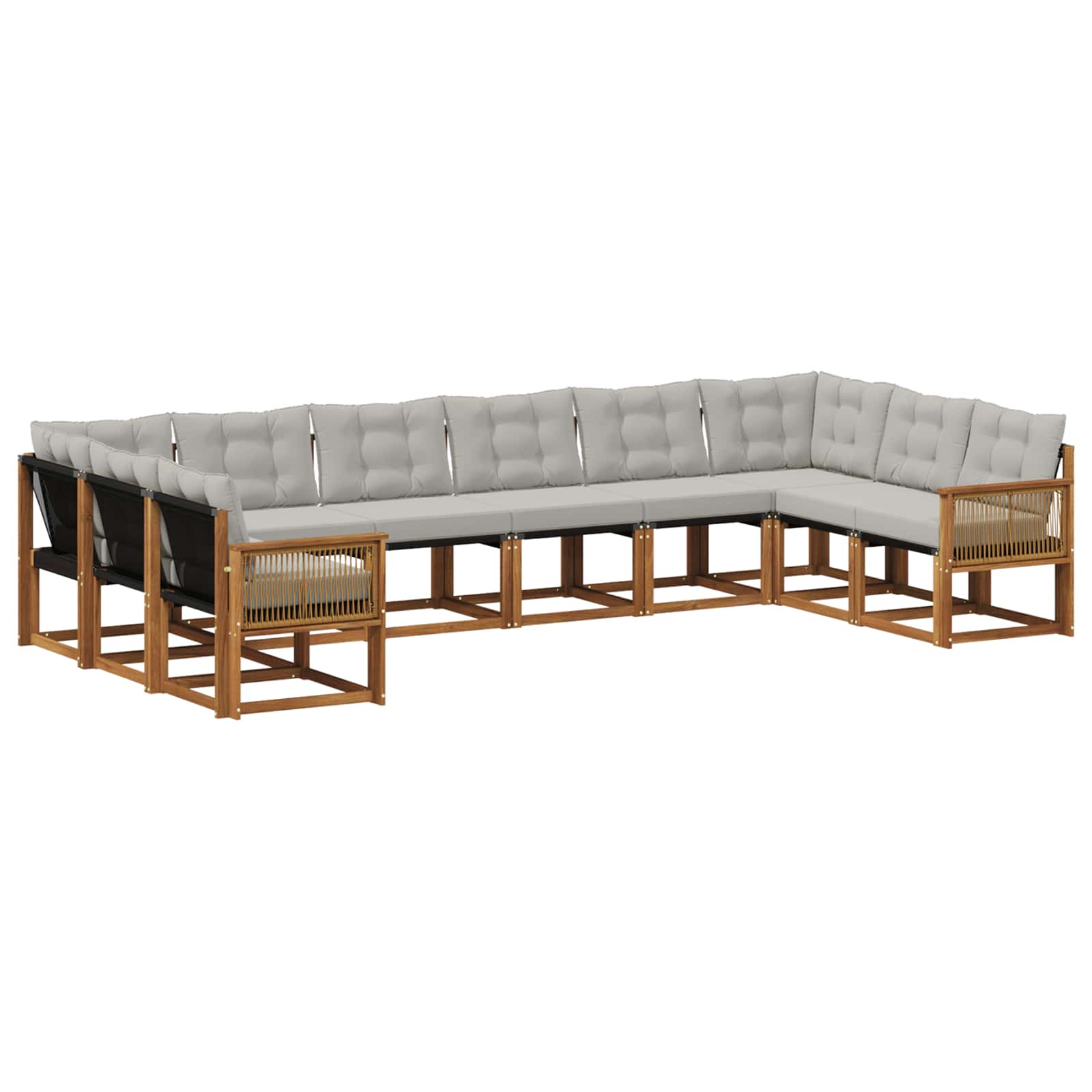 Set vanjskih sofa s jastukom 10 pcs Prirodna i svjetlosiva