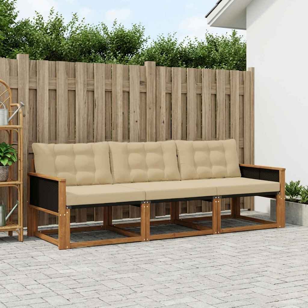 Set vanjskih sofa s jastukom 3 pcs Prirodna i bež