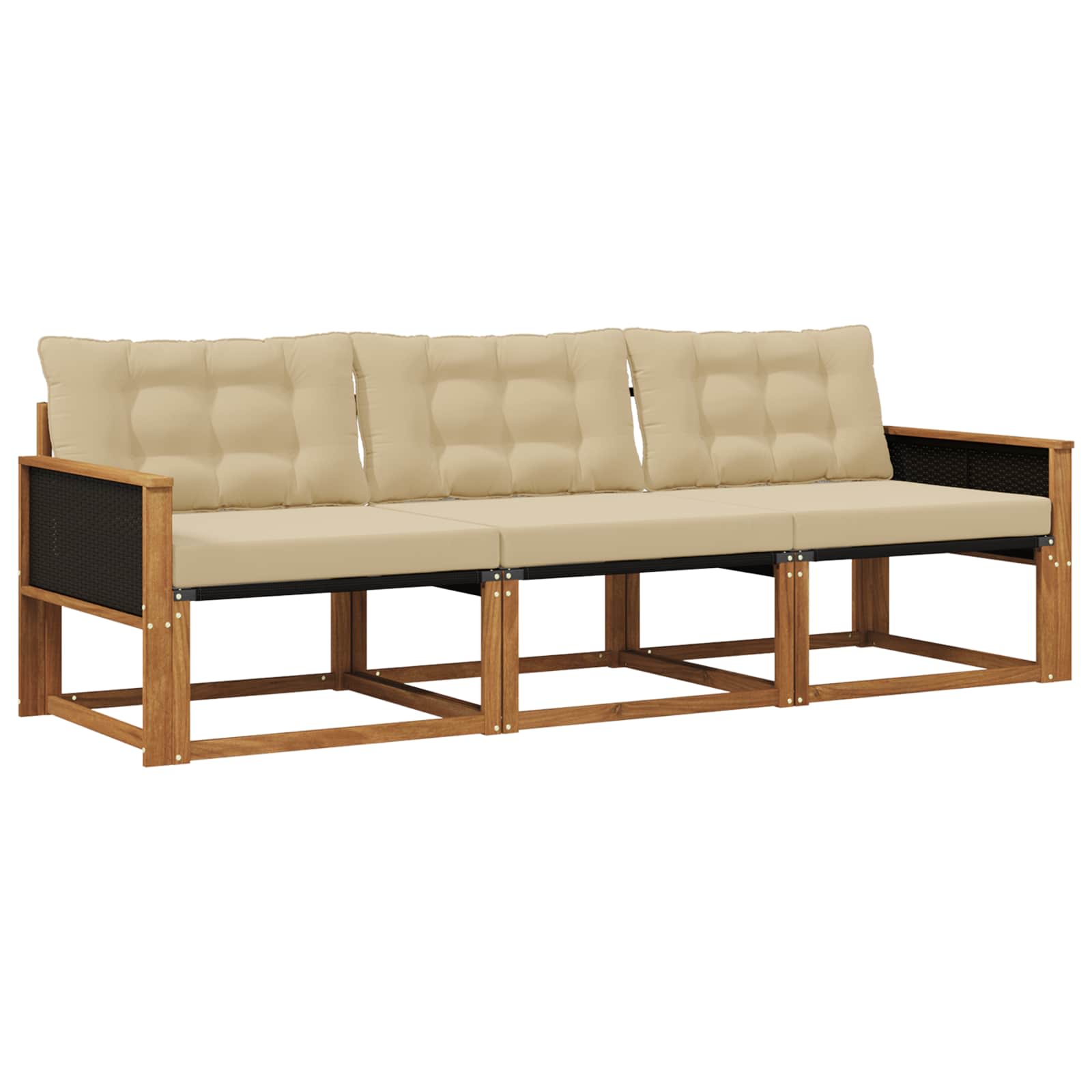Set vanjskih sofa s jastukom 3 pcs Prirodna i bež