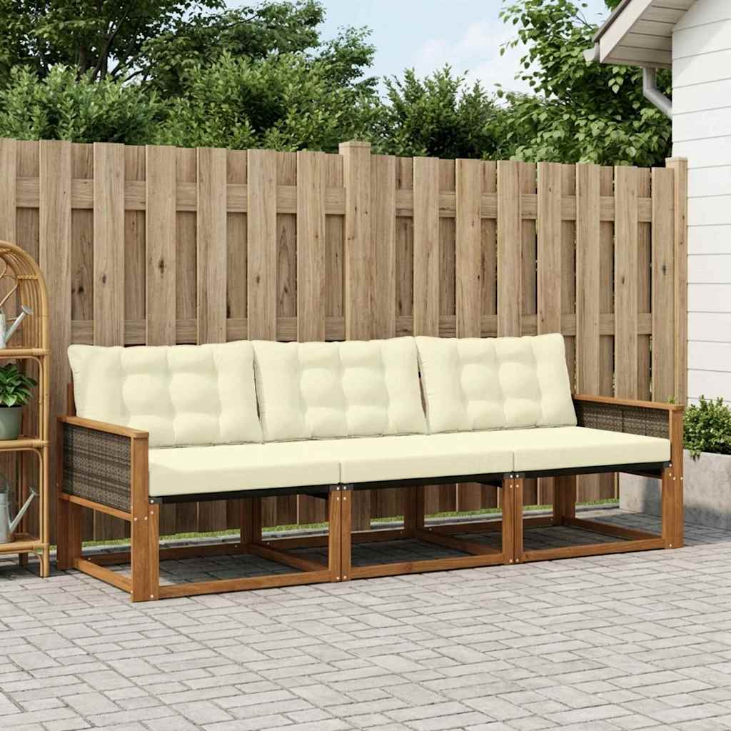 Set vanjskih sofa s jastukom 3 pcs Prirodna i krem