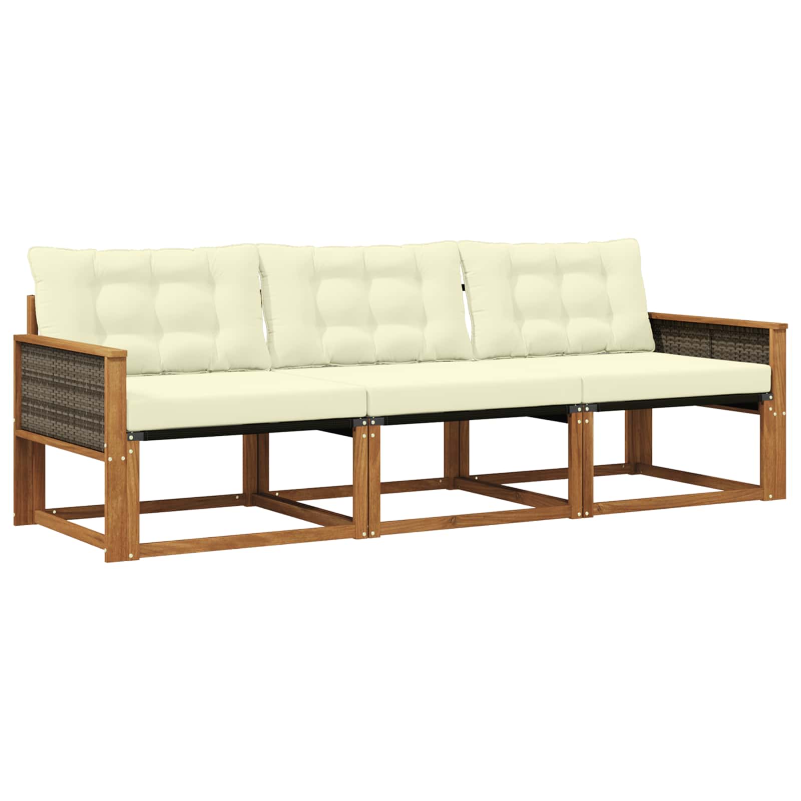 Set vanjskih sofa s jastukom 3 pcs Prirodna i krem
