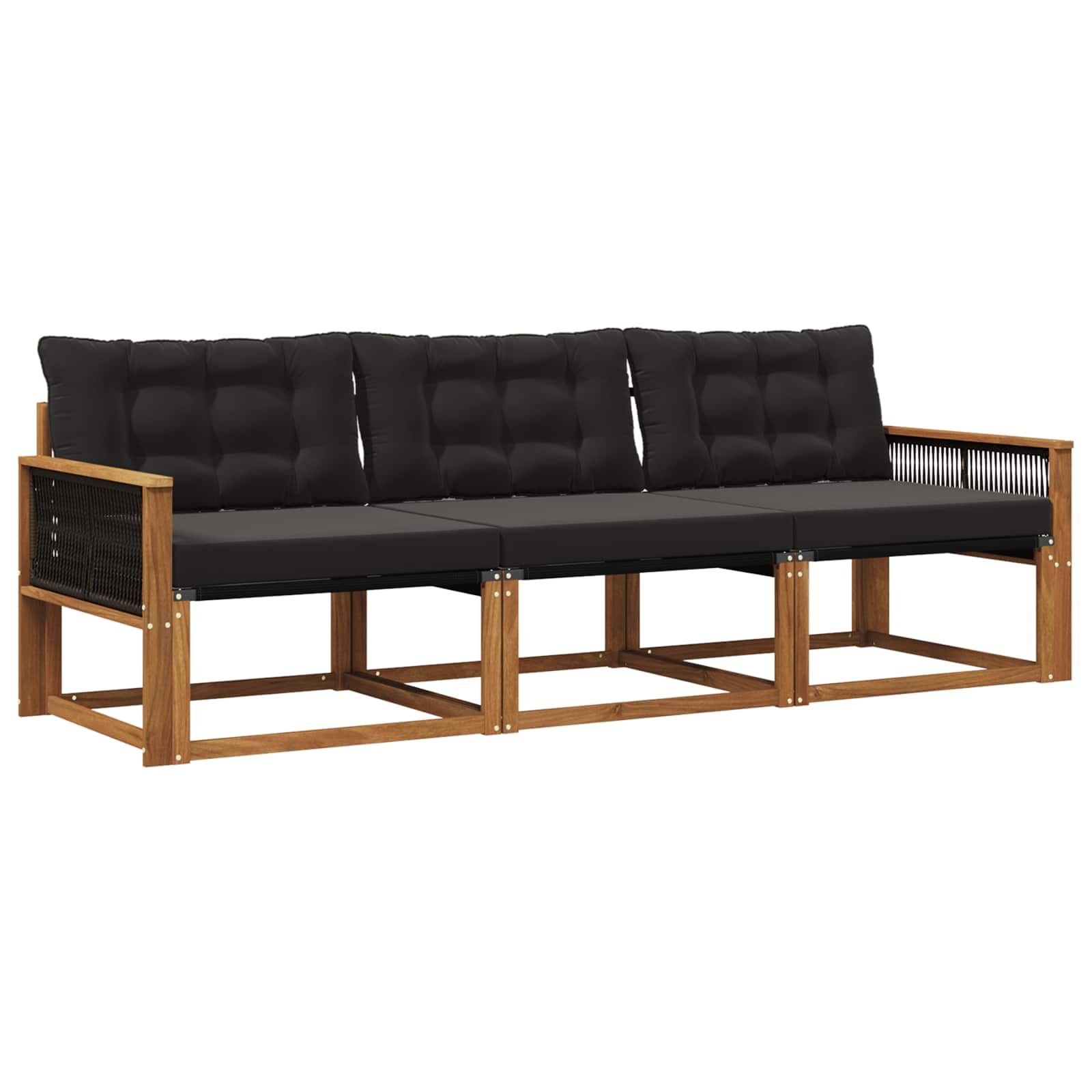 Set vanjskih sofa s jastukom 3 pcs Prirodna i crna