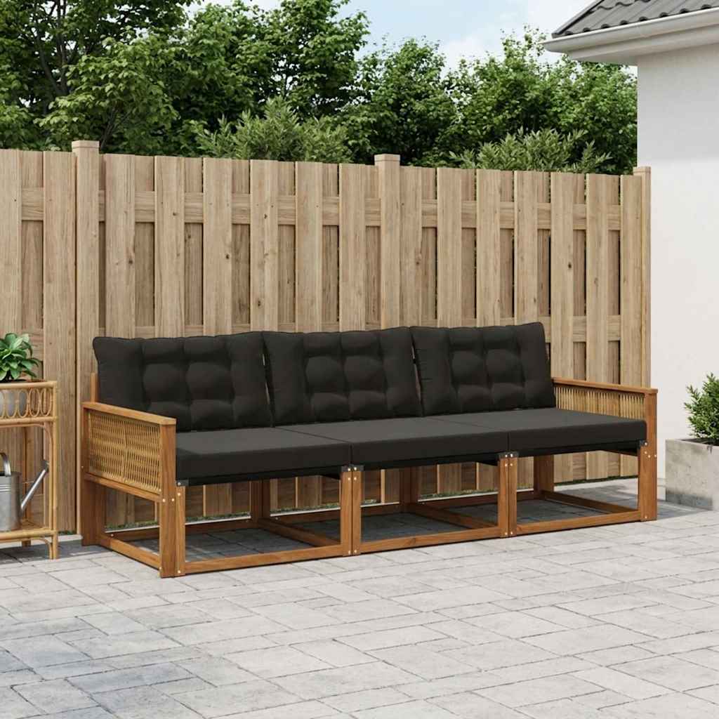 Set vanjskih sofa s jastukom 3 pcs Prirodna i crna