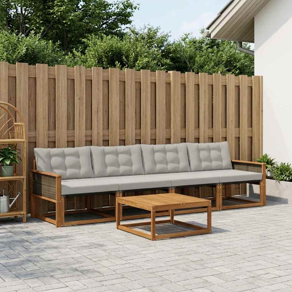 Set vanjskih sofa s jastukom 5 pcs Prirodna i svjetlosiva