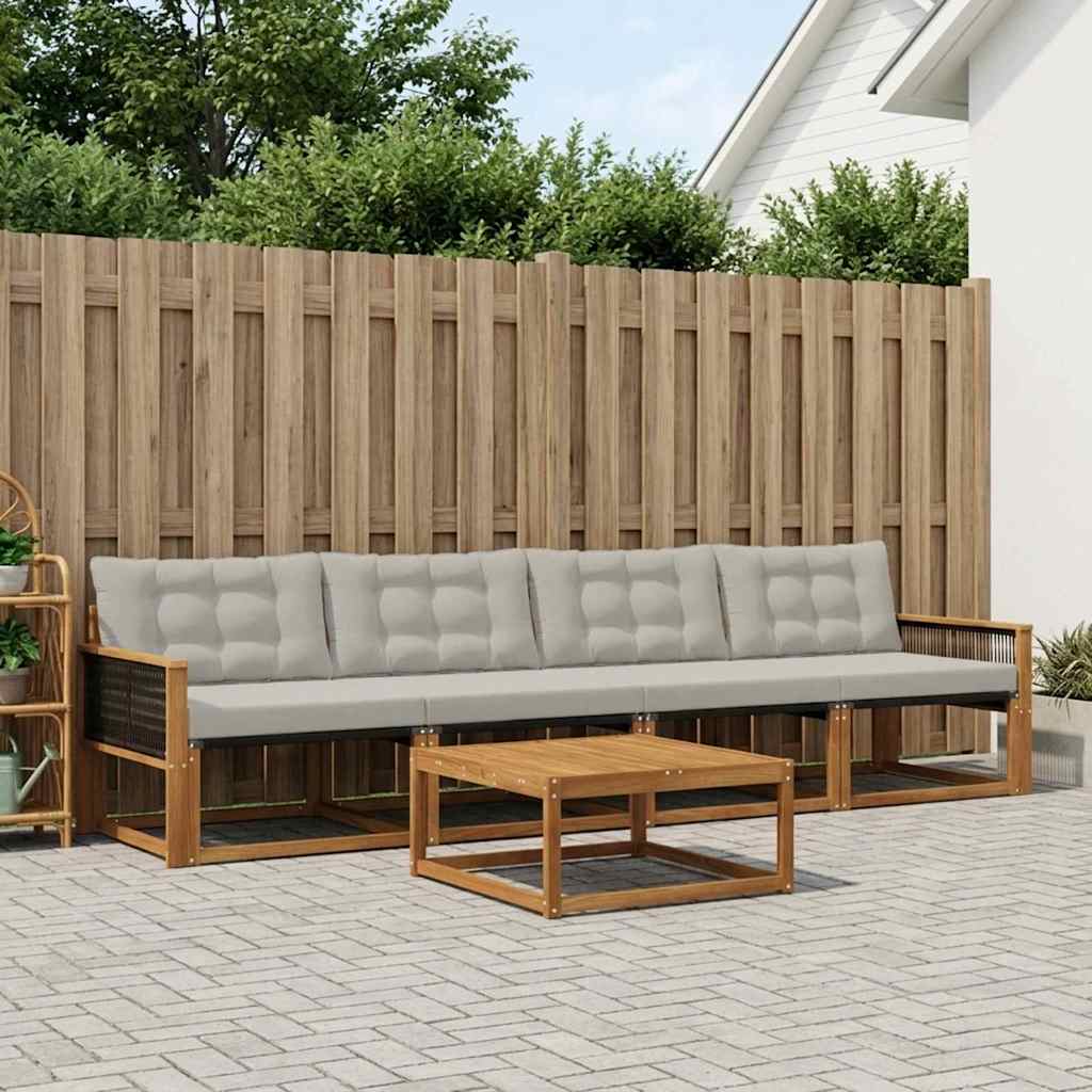 Set vanjskih sofa s jastukom 5 pcs Prirodna i svjetlosiva
