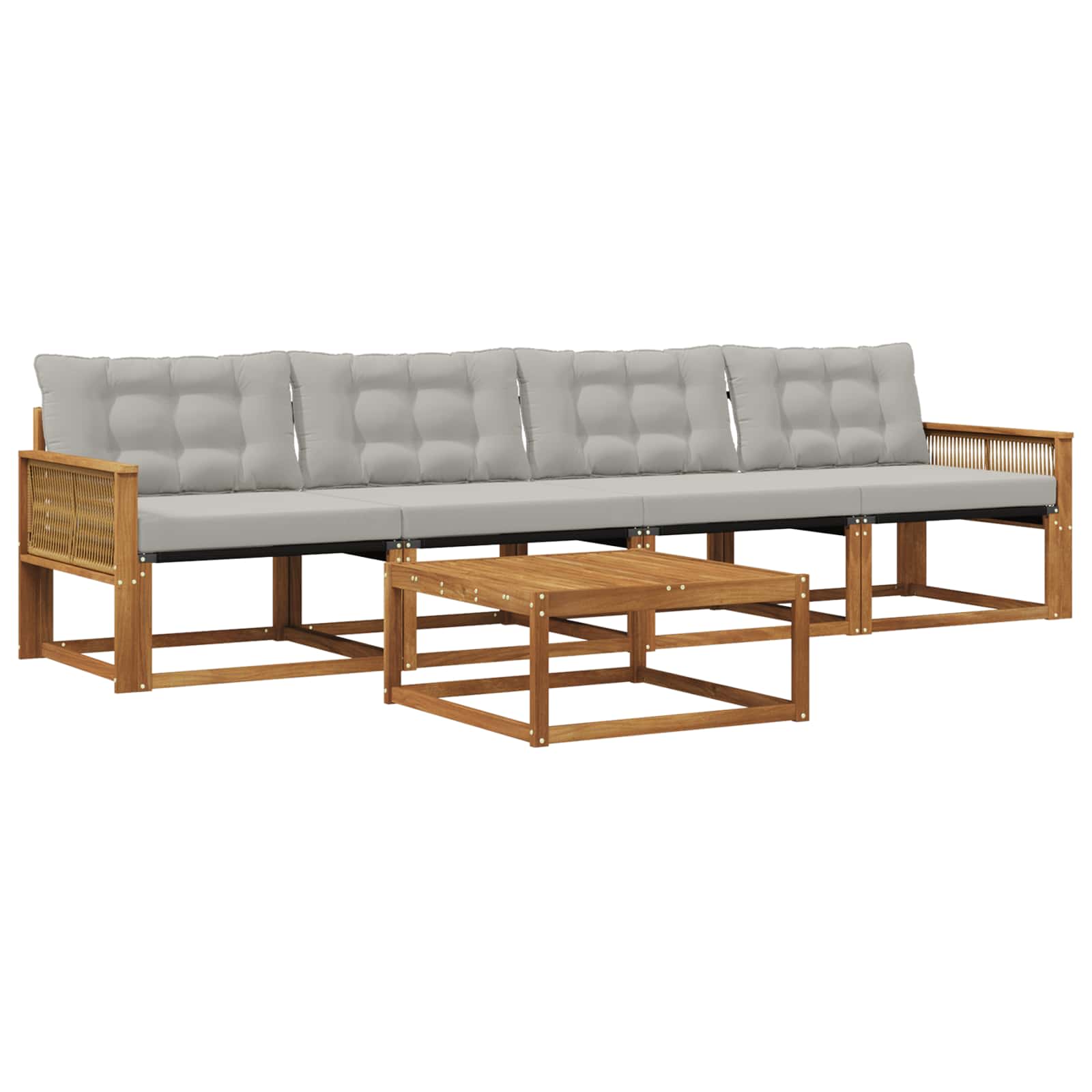 Set vanjskih sofa s jastukom 5 pcs Prirodna i svjetlosiva