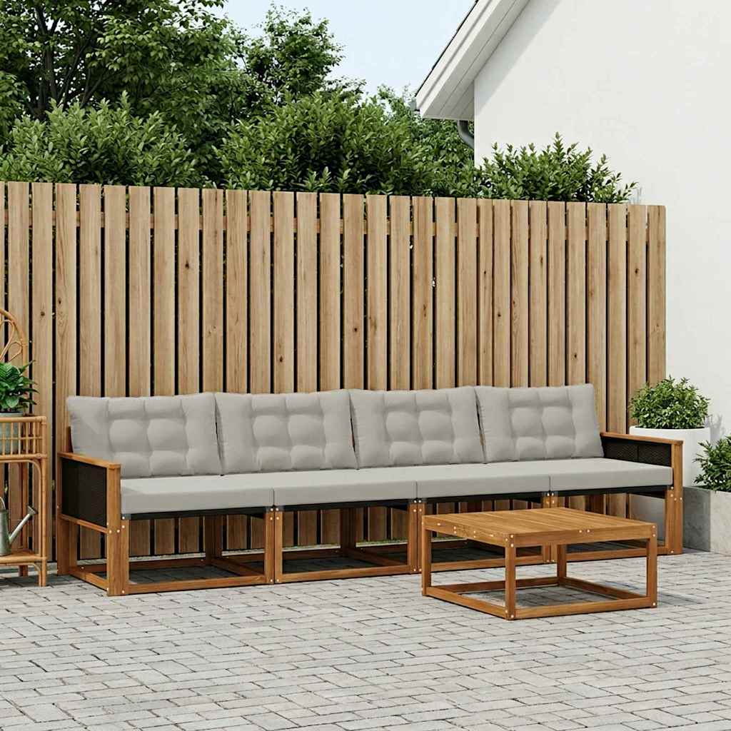 Set vanjskih sofa s jastukom 7 pcs Prirodna i svjetlosiva