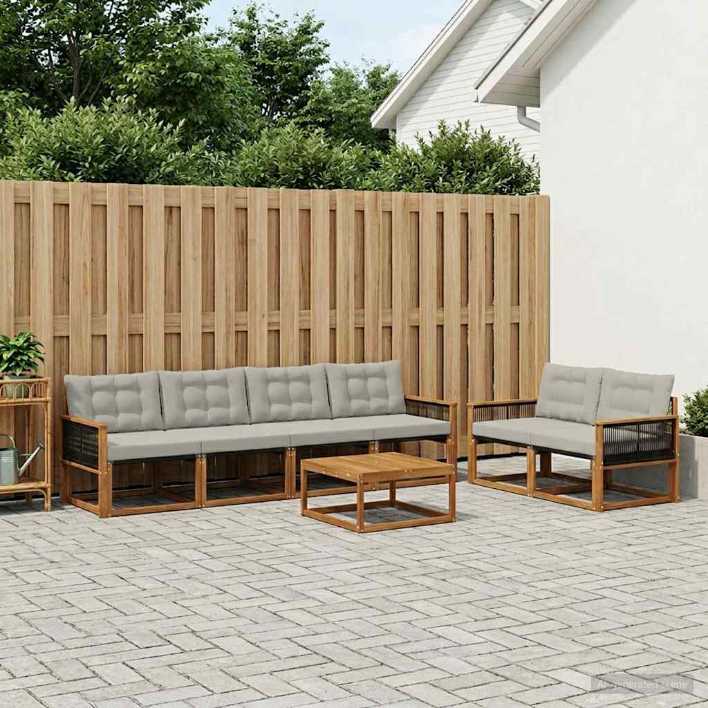 Set vanjskih sofa s jastukom 7 pcs Prirodna i svjetlosiva