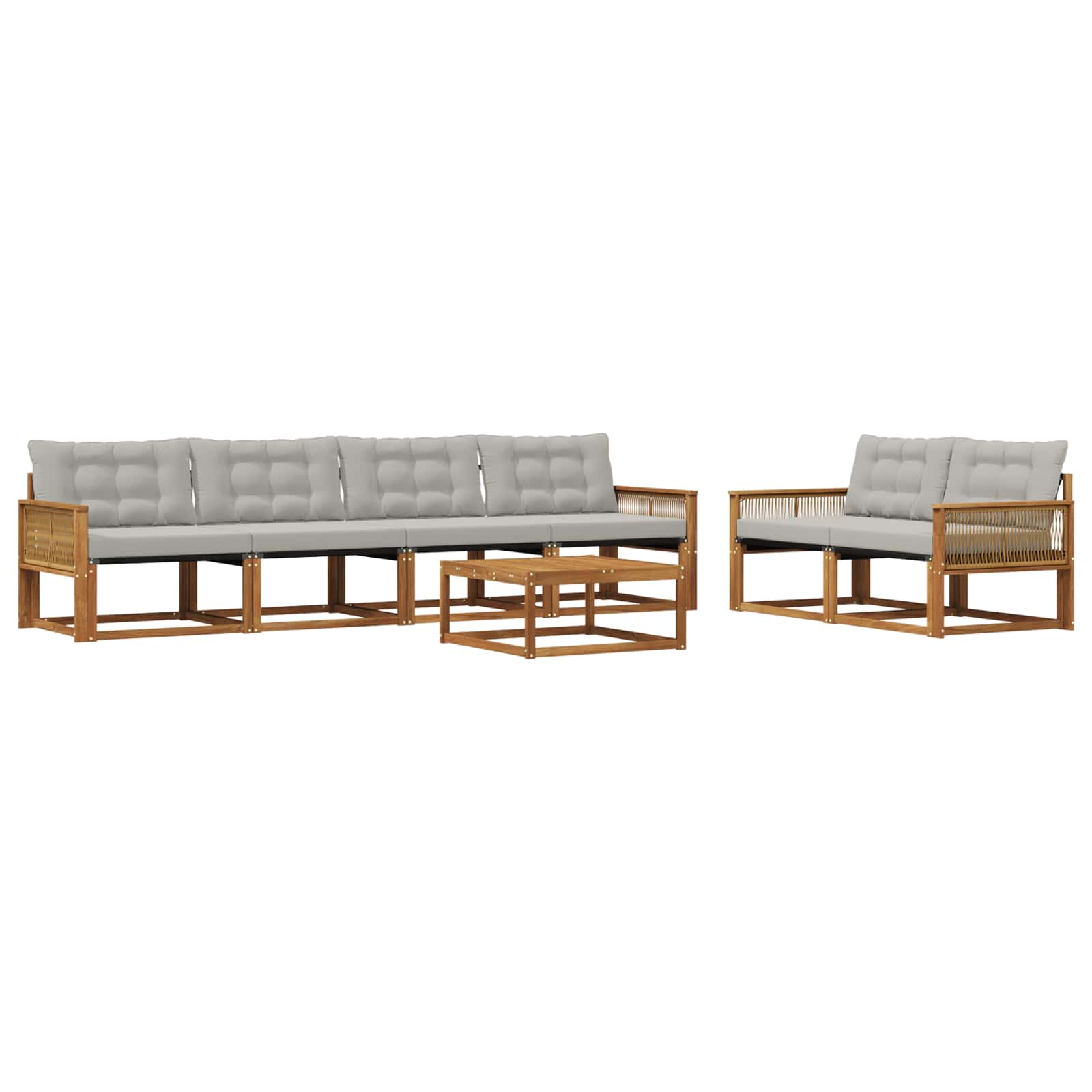Set vanjskih sofa s jastukom 7 pcs Prirodna i svjetlosiva