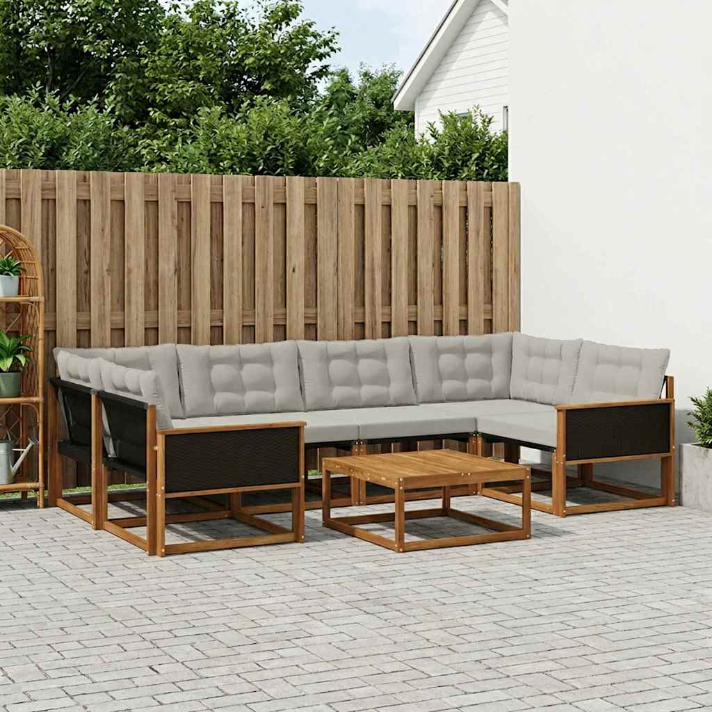 Set vanjskih sofa s jastukom 7 pcs Prirodna i svjetlosiva