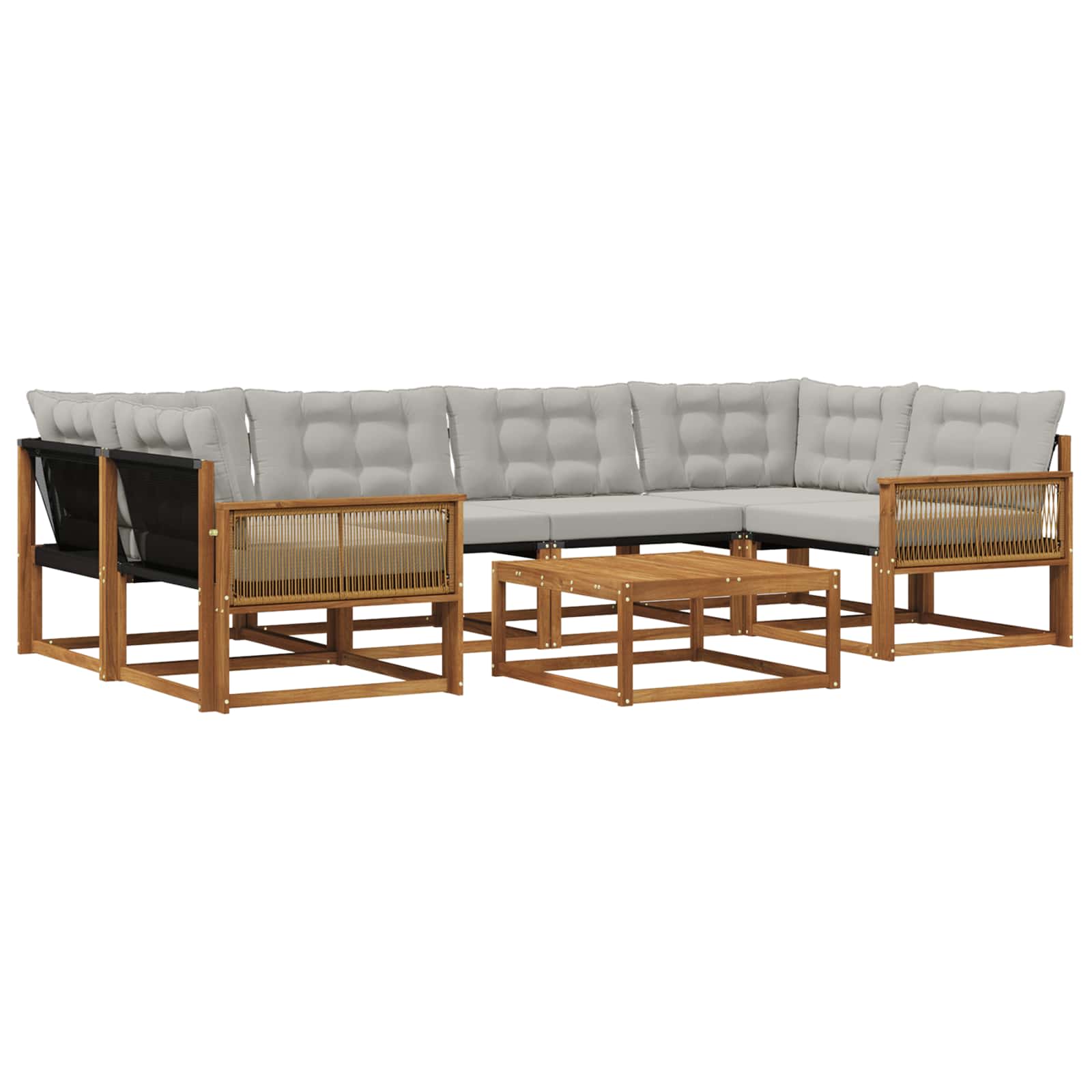 Set vanjskih sofa s jastukom 7 pcs Prirodna i svjetlosiva