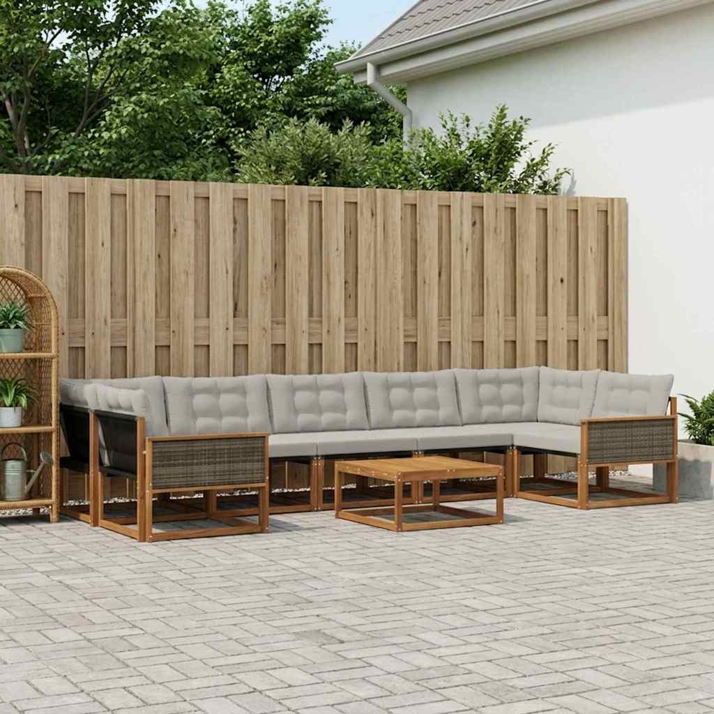 Set vanjskih sofa s jastukom 8 pcs Prirodna i svjetlosiva