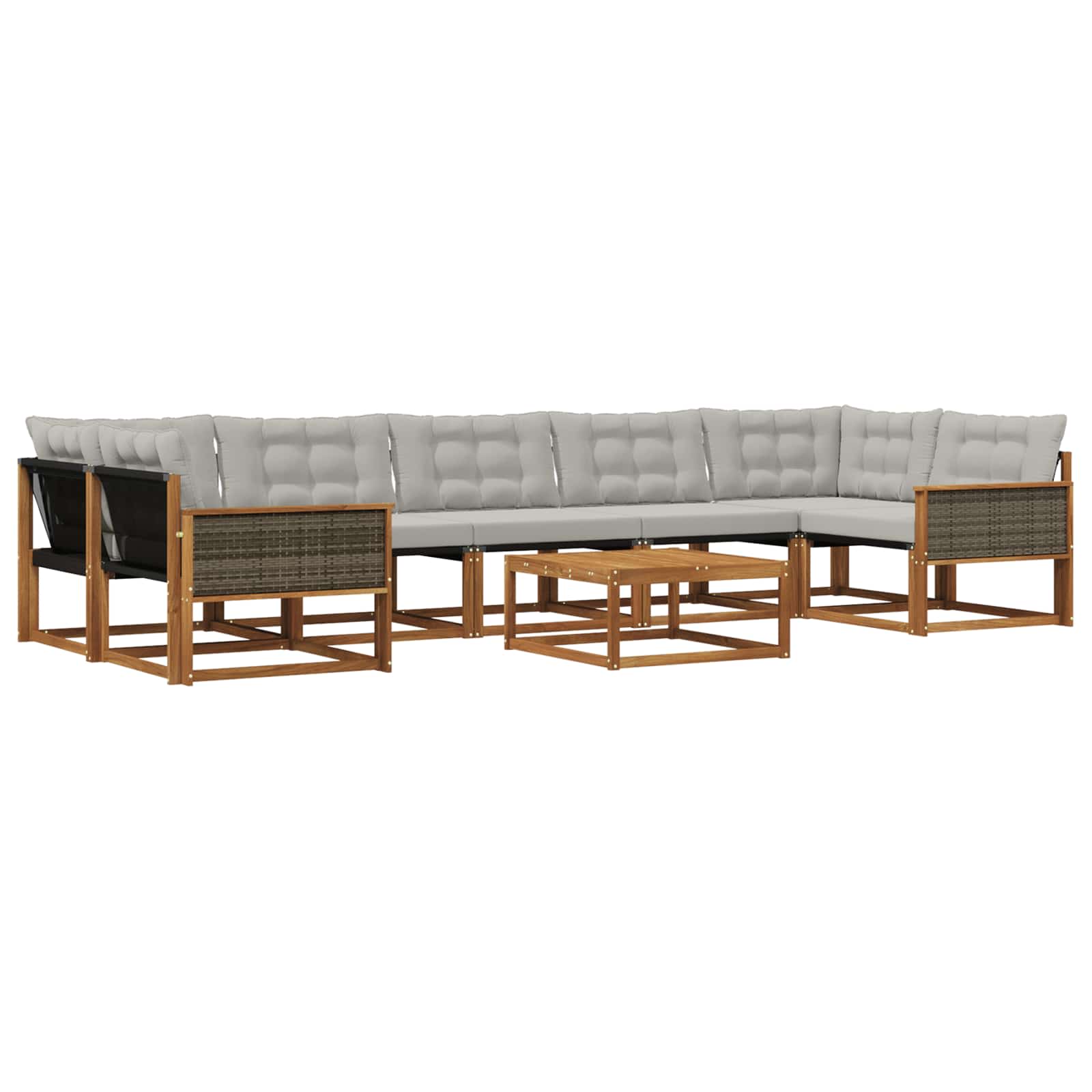 Set vanjskih sofa s jastukom 8 pcs Prirodna i svjetlosiva