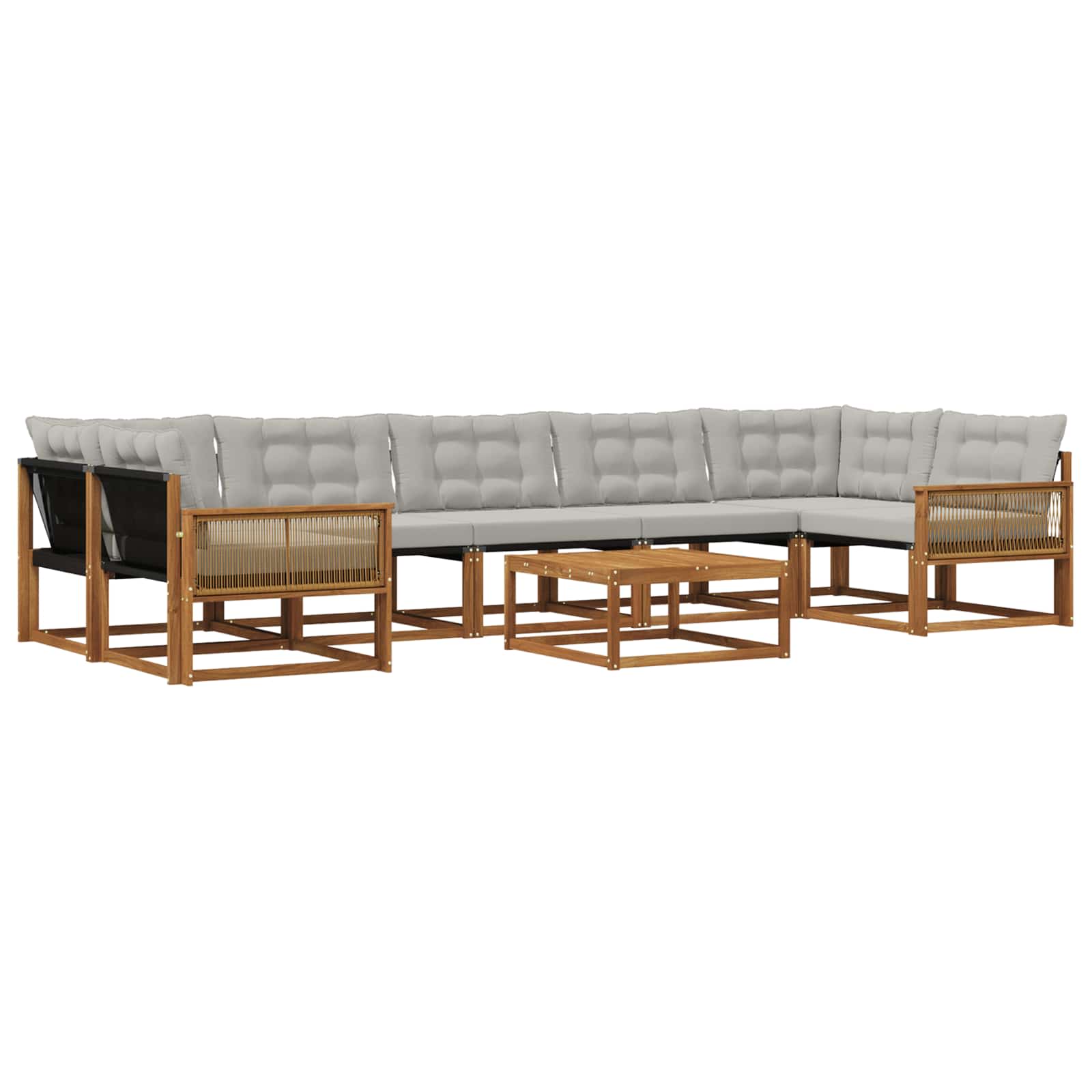 Set vanjskih sofa s jastukom 8 pcs Prirodna i svjetlosiva