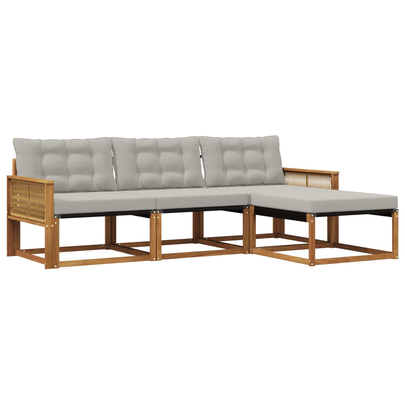 Set vanjskih sofa s jastukom 4 pcs Prirodna i svjetlosiva