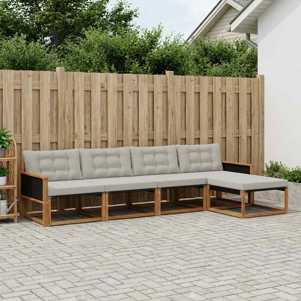 Set vanjskih sofa s jastukom 5 pcs Prirodna i svjetlosiva