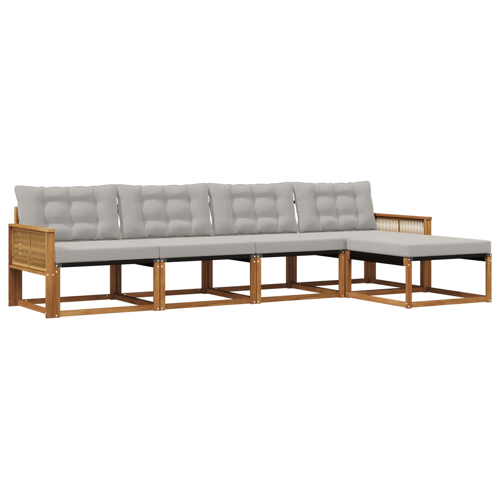 Set vanjskih sofa s jastukom 5 pcs Prirodna i svjetlosiva