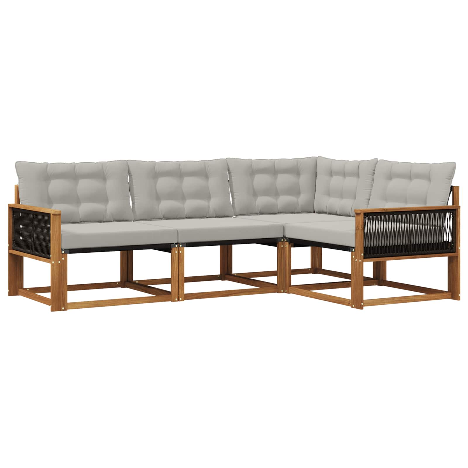Set vanjskih sofa s jastukom 4 pcs Prirodna i svjetlosiva