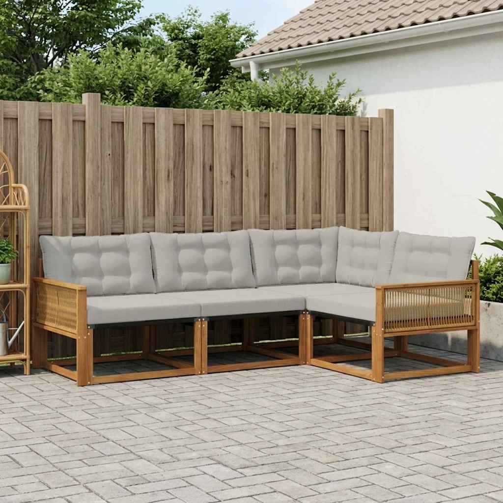 Set vanjskih sofa s jastukom 4 pcs Prirodna i svjetlosiva