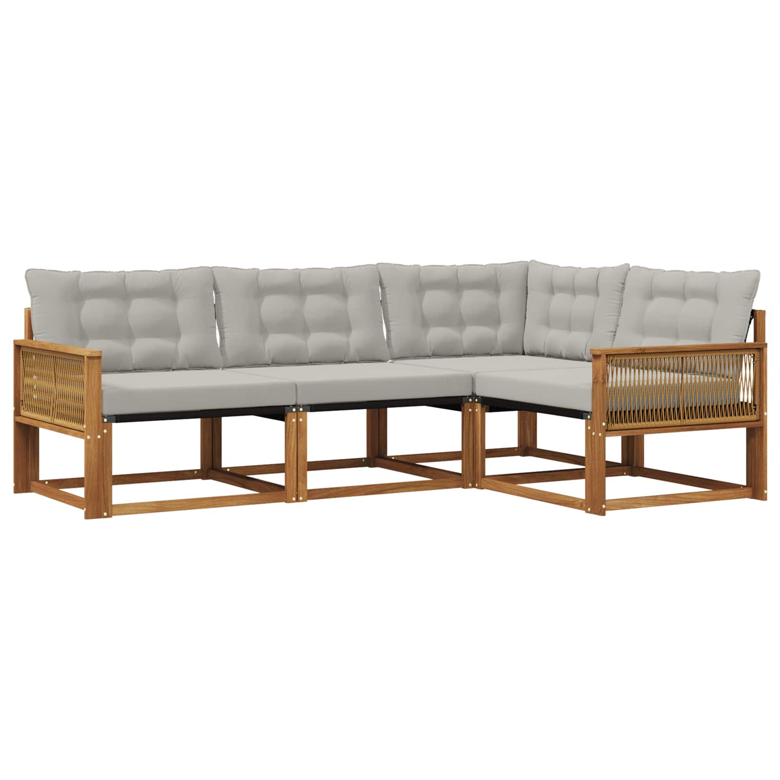 Set vanjskih sofa s jastukom 4 pcs Prirodna i svjetlosiva