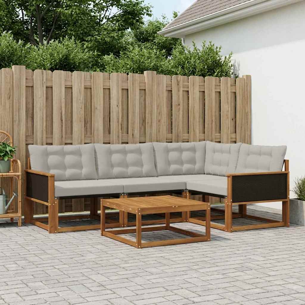 Set vanjskih sofa s jastukom 5 pcs Prirodna i svjetlosiva