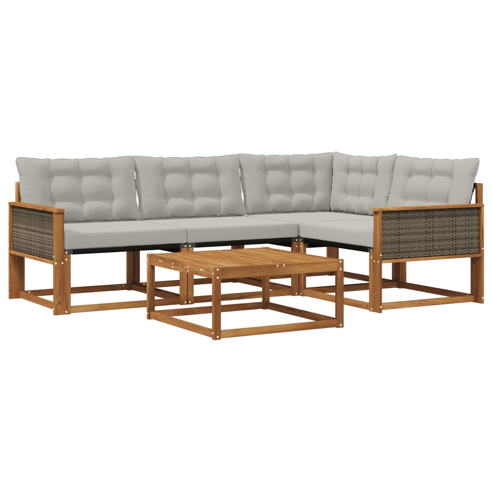 Set vanjskih sofa s jastukom 5 pcs Prirodna i svjetlosiva