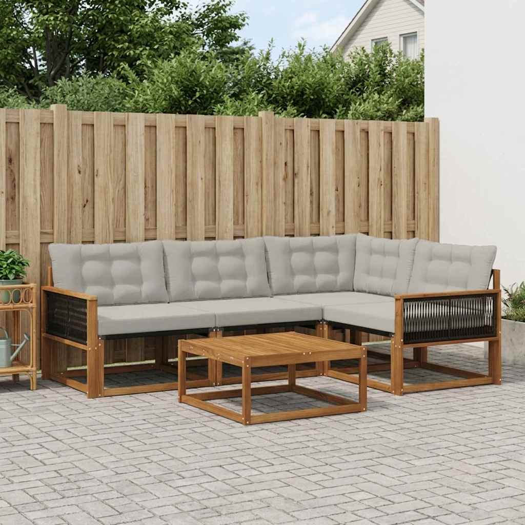 Set vanjskih sofa s jastukom 5 pcs Prirodna i svjetlosiva
