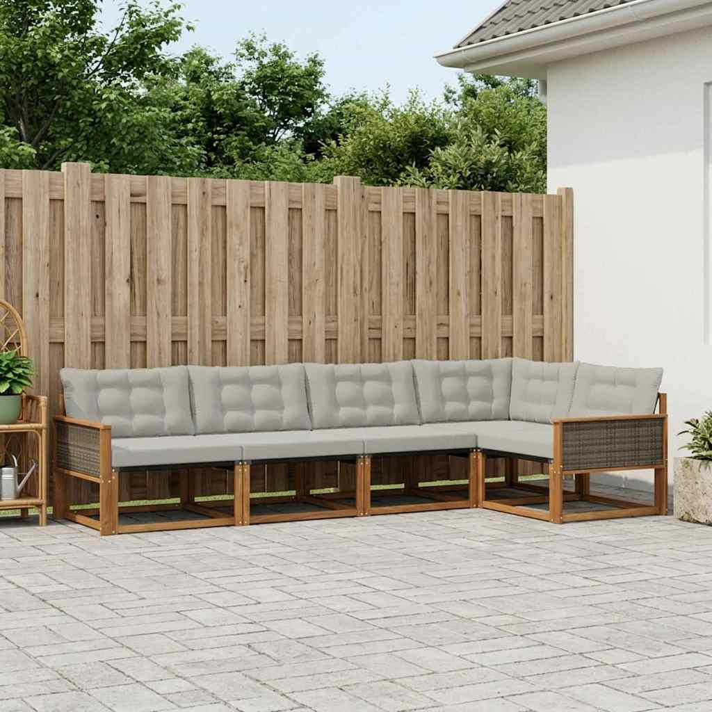 Set vanjskih sofa s jastukom 5 pcs Prirodna i svjetlosiva