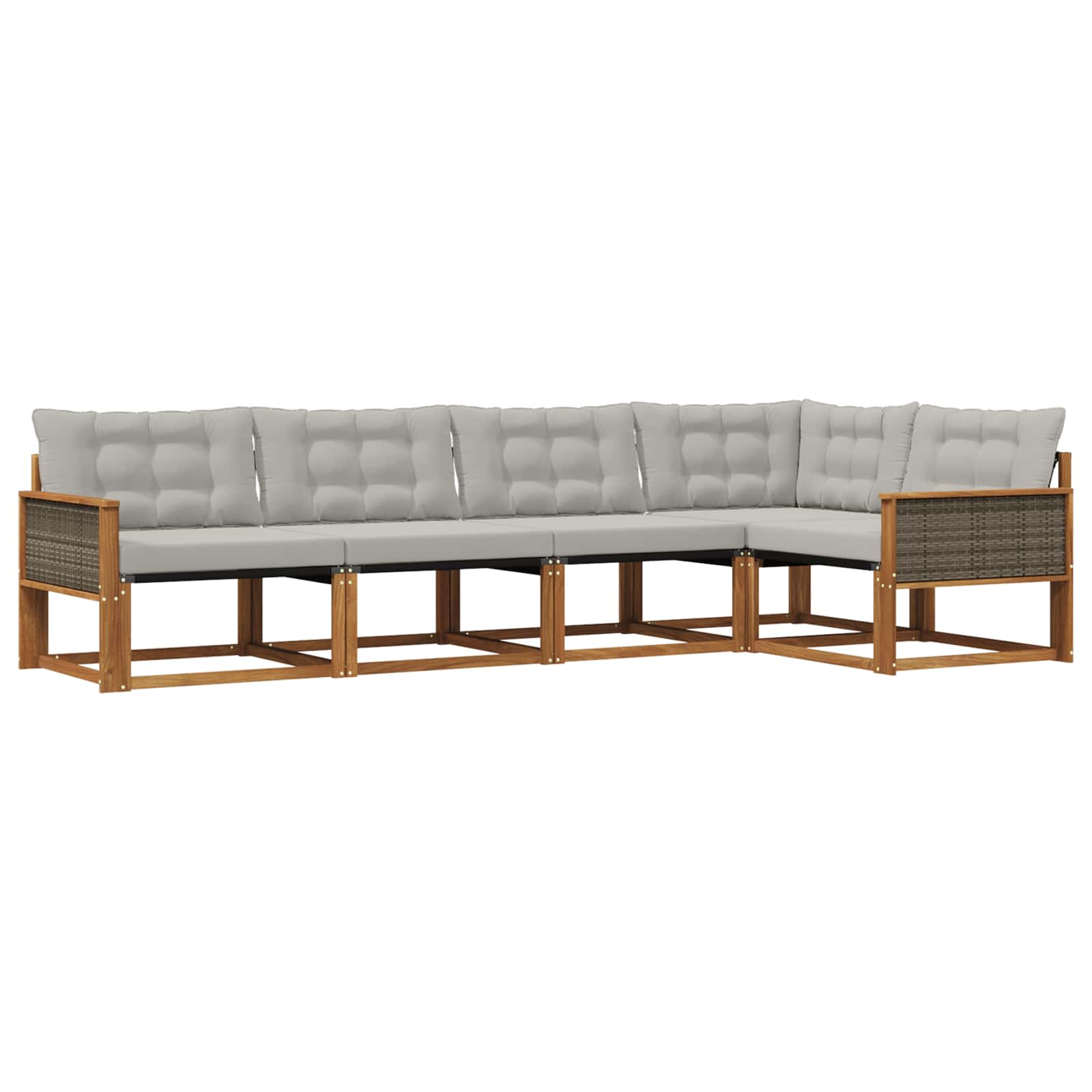 Set vanjskih sofa s jastukom 5 pcs Prirodna i svjetlosiva