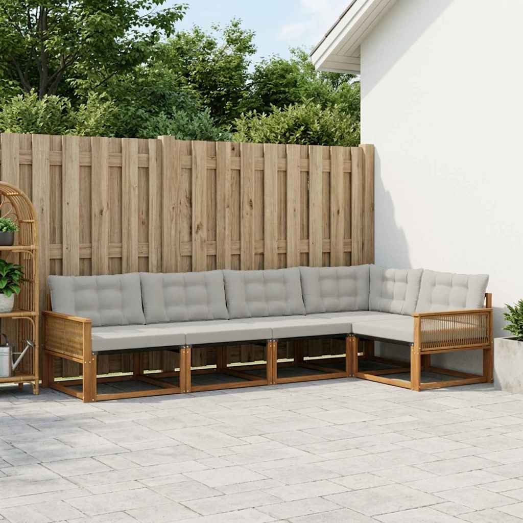 Set vanjskih sofa s jastukom 5 pcs Prirodna i svjetlosiva